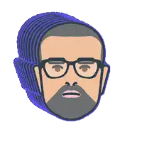 a cartoon of a man with glasses and a beard is stacked on top of each other