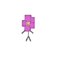 a pixel art drawing of a purple flower with a smiley face on its face .