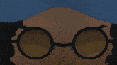 a close up of a person wearing glasses with a light coming out of them