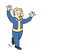 a cartoon of a man with his arms outstretched and his mouth open