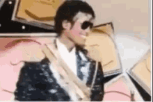 a painting of a man wearing sunglasses and a suit