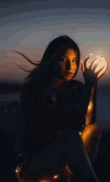 Girl With Moon Holding GIF - Girl With Moon Holding Gif GIFs