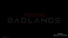 predator badlands logo on a black background with red letters