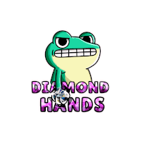 a frog is holding a diamond and the words diamond hands are above it