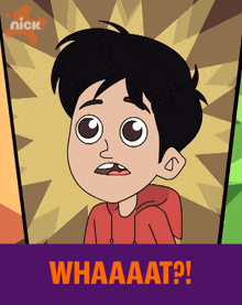 a cartoon of a boy with a surprised look on his face and the words whaaaat on the bottom