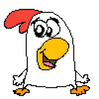 a pixel art of a chicken with a red comb
