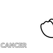 a black and white drawing of a hand with the word cancer above it
