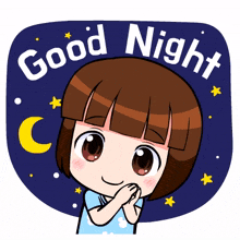 girl cute good night greeting bye