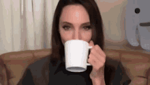 Drinking Coffee Angelina Jolie GIF - Drinking Coffee Angelina Jolie Bustle GIFs