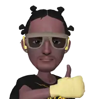 a cartoon of a man wearing sunglasses and a yellow glove giving a thumbs up