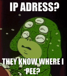 a cartoon of a monster asking where he can pee
