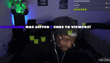 a screenshot of a video with the words " diogobynn has gifted subs to viewers "