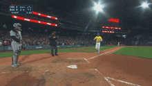 a baseball game is being played and the score is 7-7