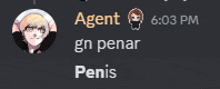 a screenshot of a discord conversation between agent and gn penar penis