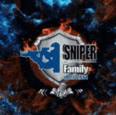 a logo for the sniper family with a shield