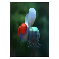 a pixel art drawing of a fly with a red head