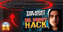 a poster for mr robot hack with a picture of a man in a hood