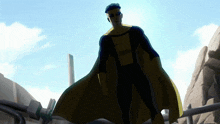 a man in a superhero costume with a cape and mask