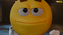 a close up of a yellow smiley face with the word joe above it
