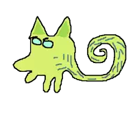 a drawing of a cat with a swirl tail
