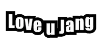 a black and white logo that says " love u jang "