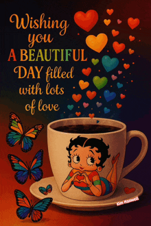 a poster that says wishing you a beautiful day filled with lots of love on it