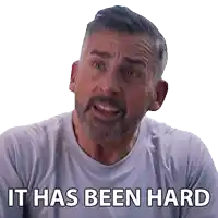 a man with a beard has the words it has been hard on his shirt