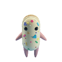 a cartoon drawing of a cookie with sprinkles and hearts on it