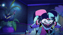 a cartoon of a harlequin with a heart on his chest