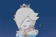 a cartoon character with a crown on her head is smiling