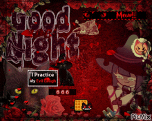 a poster that says good night with a black cat