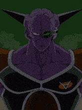 a purple cartoon character with horns and a triangle on his chest