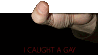 a black background with the words i caught a gay written on it