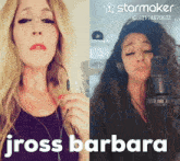 jross barbara singing into a microphone with headphones