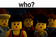 a group of lego figures are standing next to each other and the question who is on the top
