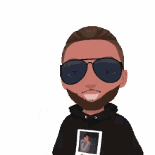 a man with a beard wearing sunglasses and holding a picture