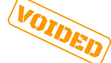 an orange and white stamp that says voided on it
