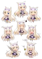 a drawing of a girl with a cat 's ears and different expressions