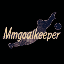 a silhouette of a soccer player with the words mm goalkeeper written below it