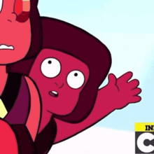 a close up of a cartoon character with the letters cn on the bottom right