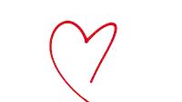 a red heart on a white background with a single line
