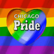 a rainbow heart with the words chicago pride written on it
