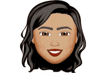 a cartoon illustration of a woman 's face with long dark hair and a red lip .