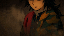 a man with blue eyes is holding a sword