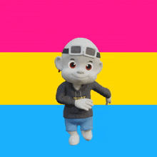 a cartoon character with a hoodie that says shot