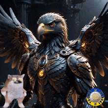a statue of an eagle with the word tuesday in the corner