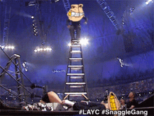 a cartoon of a man on a ladder with the hashtag layc on the bottom