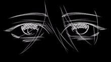 a drawing of a person 's eyes with a black background .