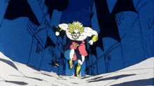 a cartoon of a man running with the letter g on his pants