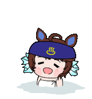 a cartoon of a girl wearing a blue headband with a sss logo on it
